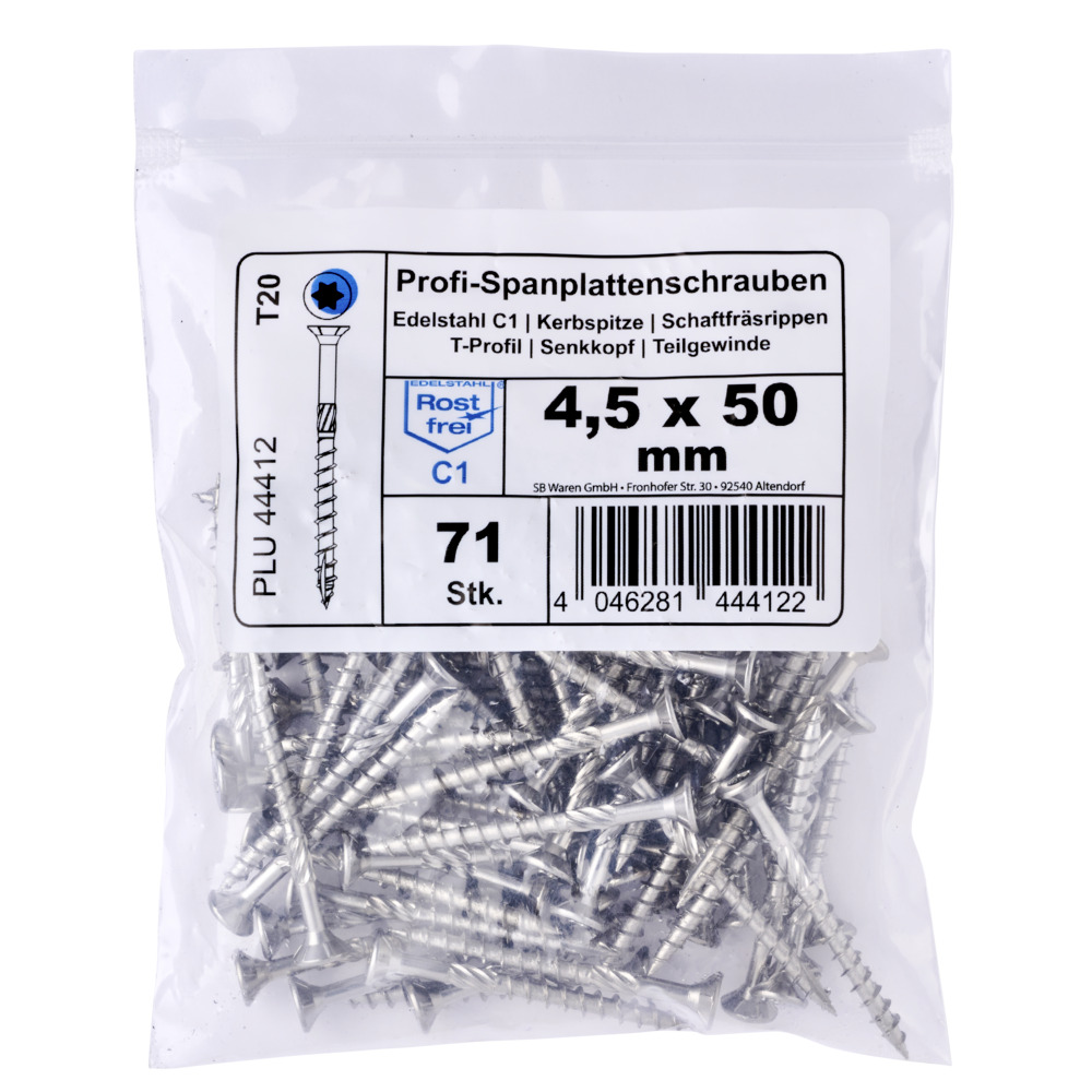 Spanplattenschraube 4,5x50 mm IVZ FISHBULL Vorteilspackung Senkkopf Teilgewinde Kerbspitze image number 1