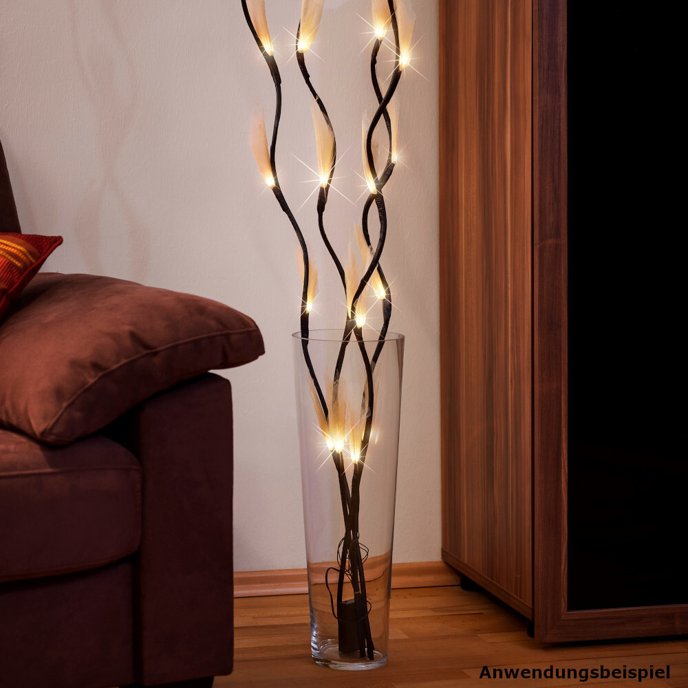LED-Lichterzweige 120 cm mit 20 warmweißen LEDs und Timerfunktion