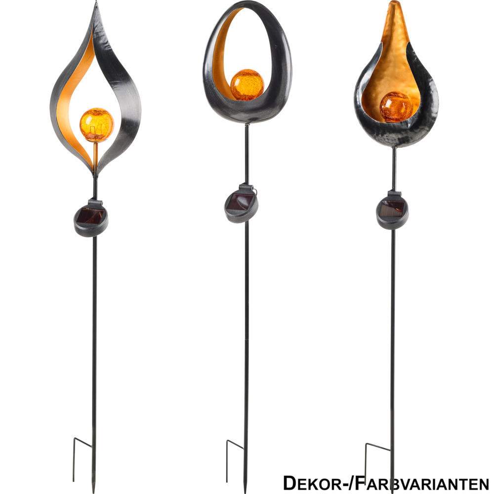 Solar LED-Gartensteckleuchte 93 cm flammenf&ouml;rmig mit Bodenspie&szlig;