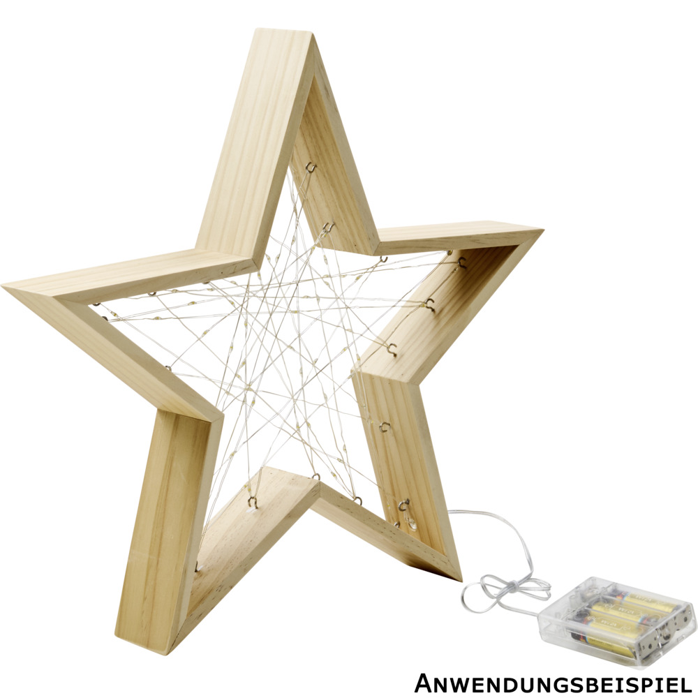 LED-Holzstern 60 Mikro-LEDs 33,5 x 32,5 x 5,5 cm