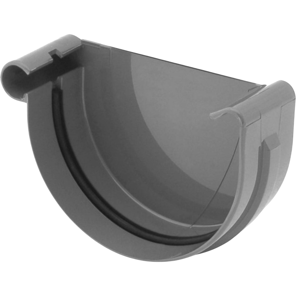  Dachrinnenendst&uuml;ck links PVC RG 100 schwarzgrau