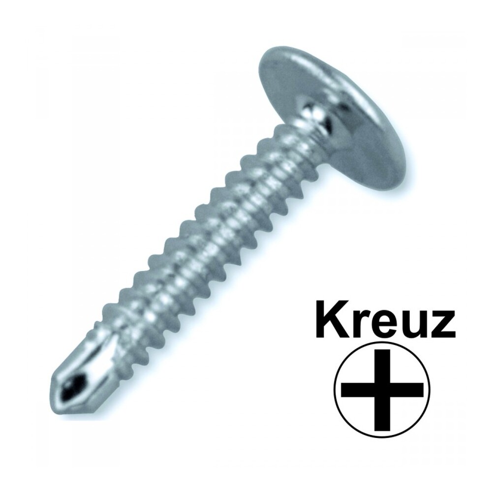 Linsenblechschraube 4,2 x 19 mm Bohrspitze und Scheibe galvanisch verzinkt Bohrschraube image number 0