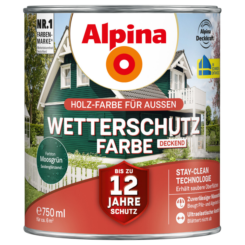 Alpina Wetterschutzfarbe Moosgrün deckend image number 0