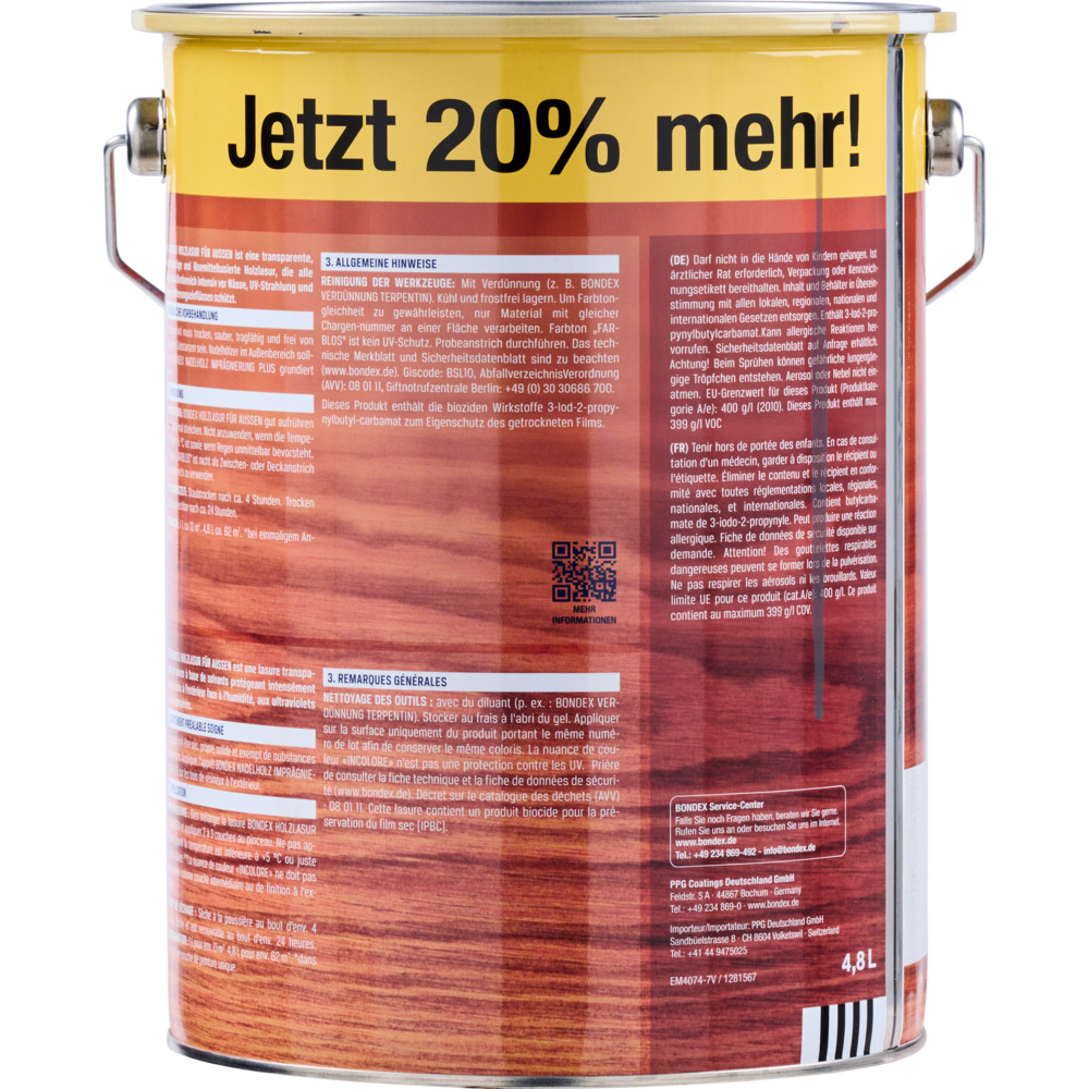 BONDEX Holzlasur für Aussen dunkelgrau 4,8 Liter image number 1