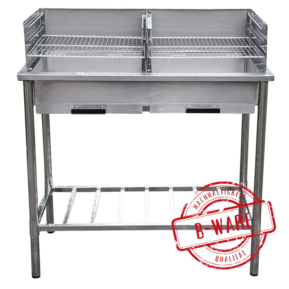 Country Life Doppel-Grilltisch aus Edelstahl - B-Ware