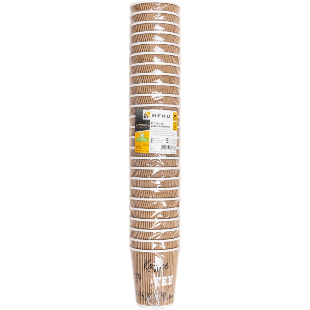 Getränkebecher 0,2 Liter 25 Stück aus Riffel-Pappe image number 1