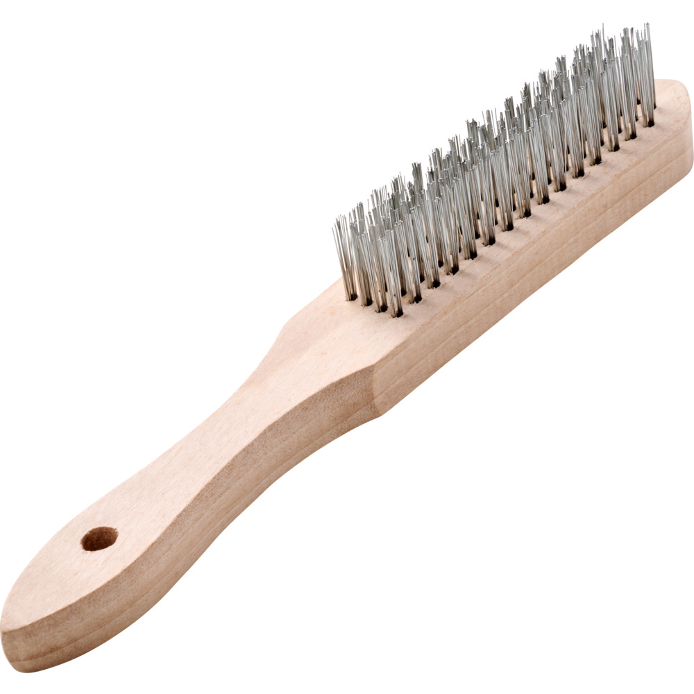 Drahtbürste Stahl 4-reihig mit Holzgriff