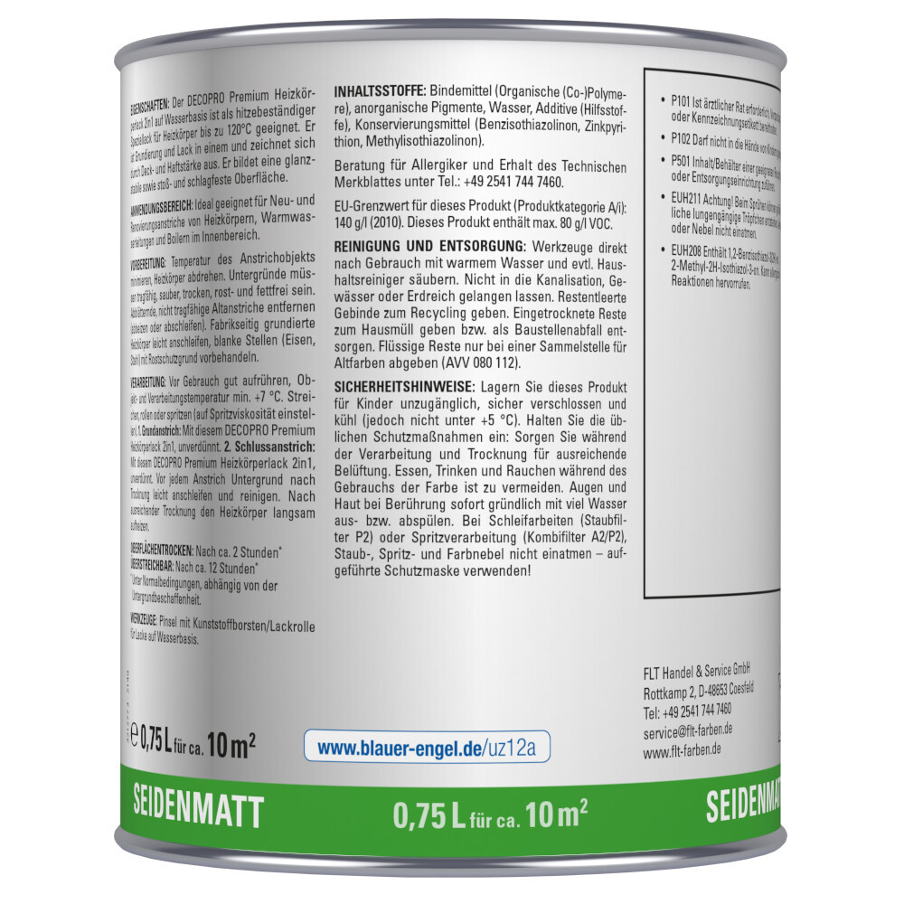 DECOPRO Premium 2in1 Heizkörperlack 750 ml in Weiß, seidenmatt image number 1