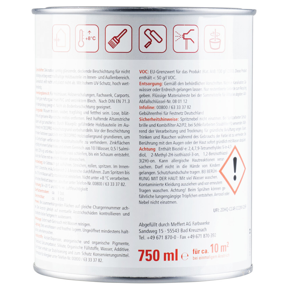 DECOPRO Wetterschutzfarbe taubenblau seidenglänzend 750 ml image number 1