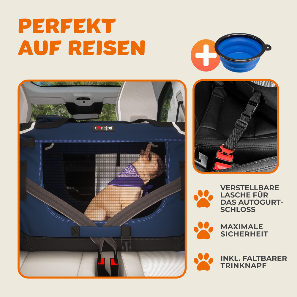 Tiertransportbox M 60 x 42 x 44 cm Navyblau image number 3