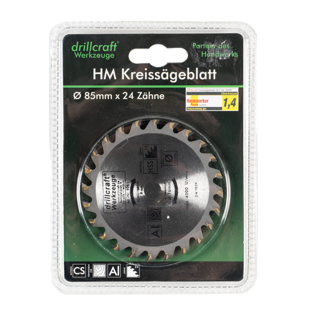 HM Kreissägeblatt 85mm 24Zähne Mini Sägeblatt Alu Kunststoffe Handkreissäge image number 1