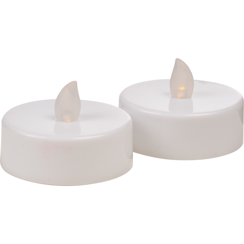 LED-Teelichter-Set Jumbo 2 St&uuml;ck flackernd in wei&szlig; mit 2 CR2032-Batterien