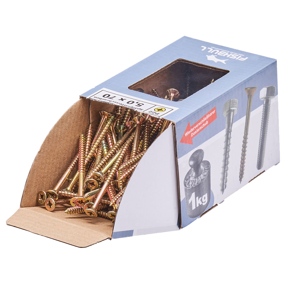 Spanplattenschraube 5x70 mm PZ 1kg FISHBULL-Pack Senkkopf Teilgewinde Kreuzschlitz image number 3
