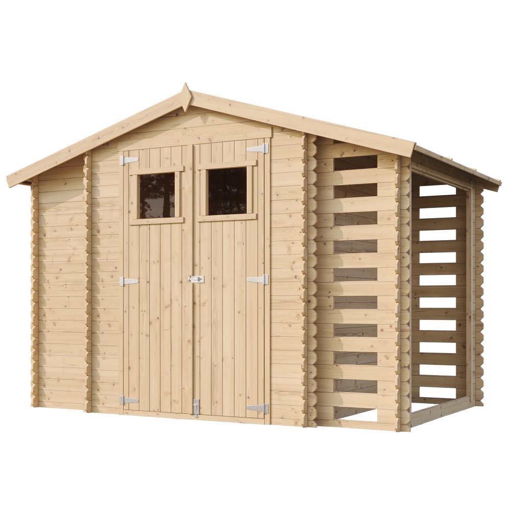 Timbela Gartenhaus aus Holz mit Brennholzschuppen und Boden image number 2