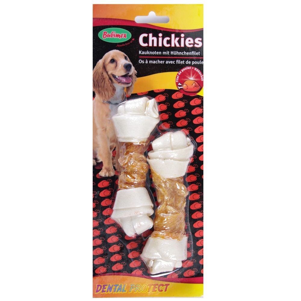 Chickies Kauknoten 2 Stück aus Rinderhaut mit Hühnchenfilet
