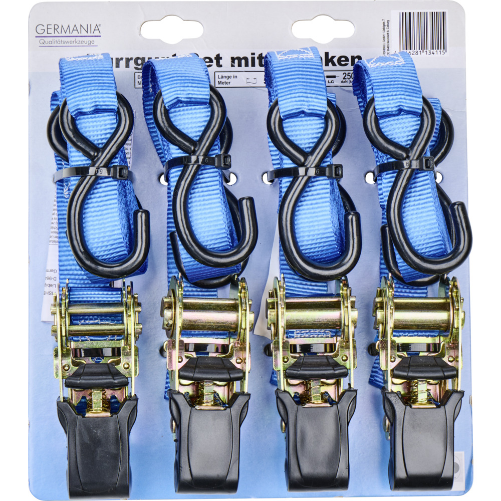 GERMANIA® Zurrgurt-Set 250 kg 5m/25mm 4 Stück image number 1