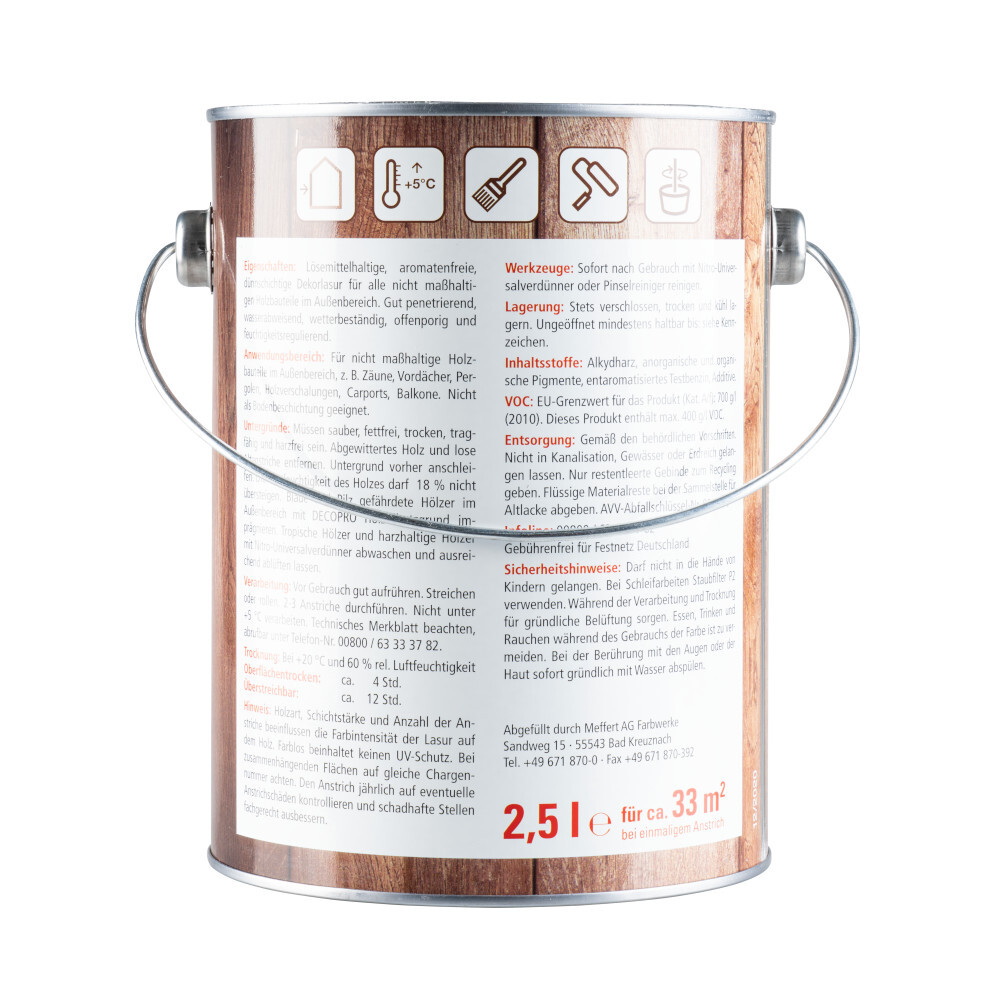 DECOPRO Holz-Schutzlasur ebenholz seidenglänzend 2,5 Liter image number 1