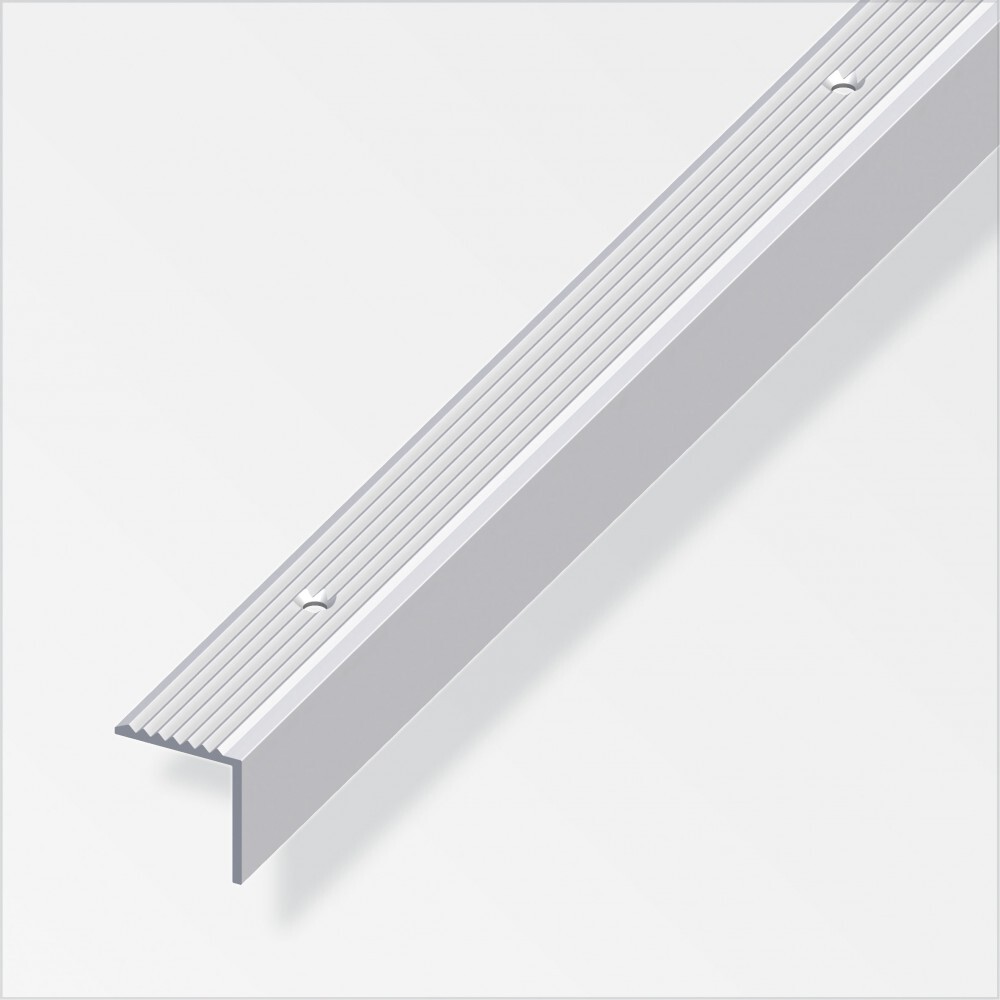 Treppen-Profil schmal 100 x 1,9 x 2 cm silber gerillt gelocht