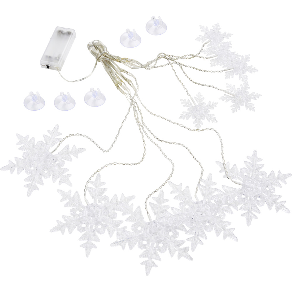 LED Girlande 2 m batteriebetrieben mit 10 Schneeflocken