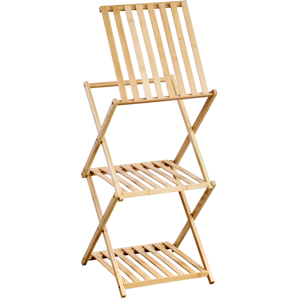 Faltbares Regal mit 3 Ablagen aus Bambus