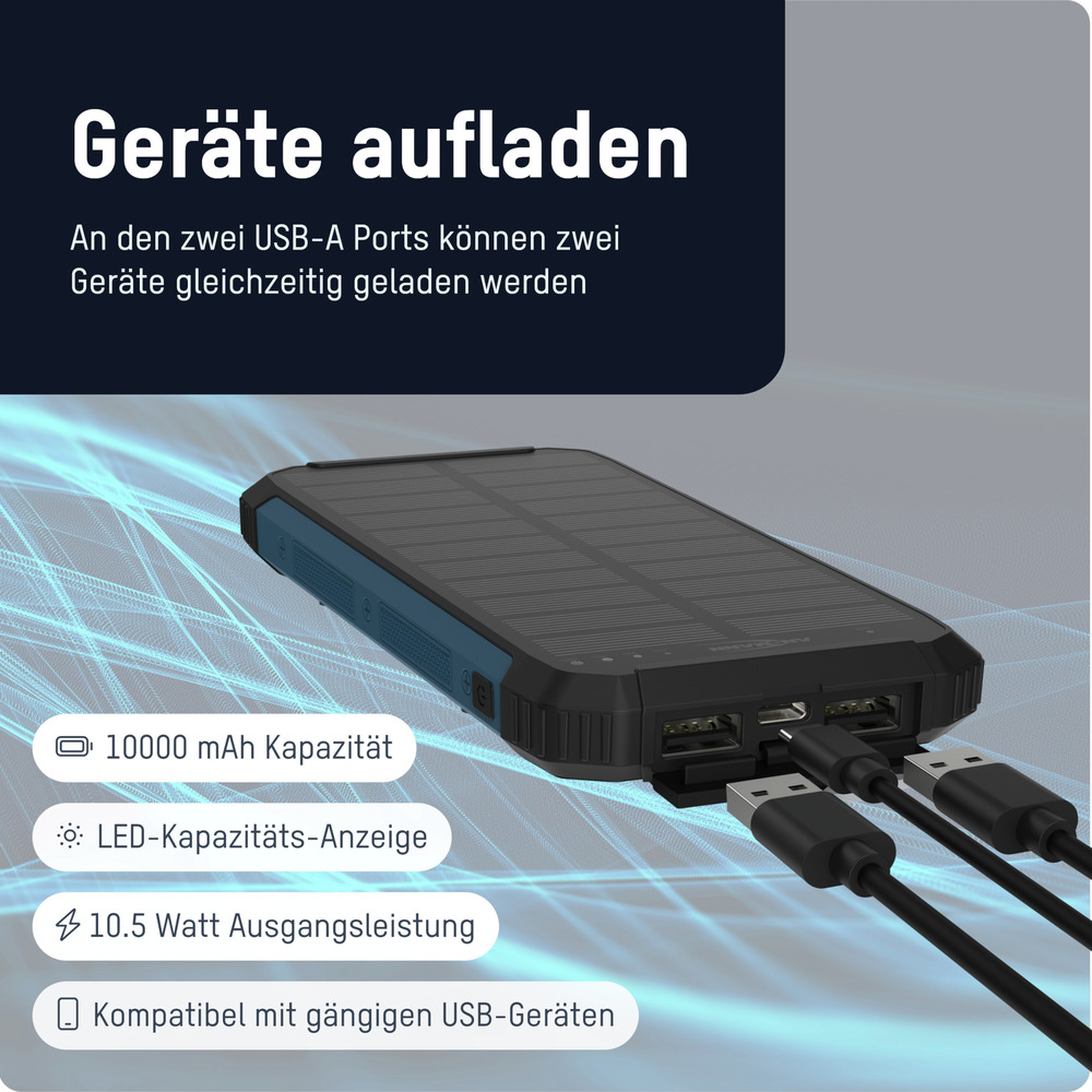 Outdoor-Powerbank mit 10000 mAh und Solarpanel image number 7