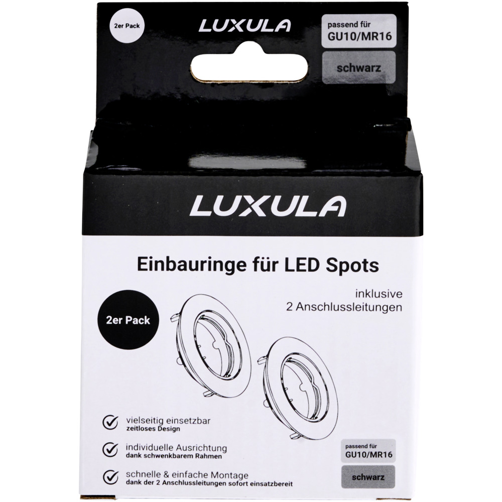 Einbaustrahler LUXULA schwarz f&uuml;r GU10 - MR16 Leuchtmittel im 2er Pack image number 6