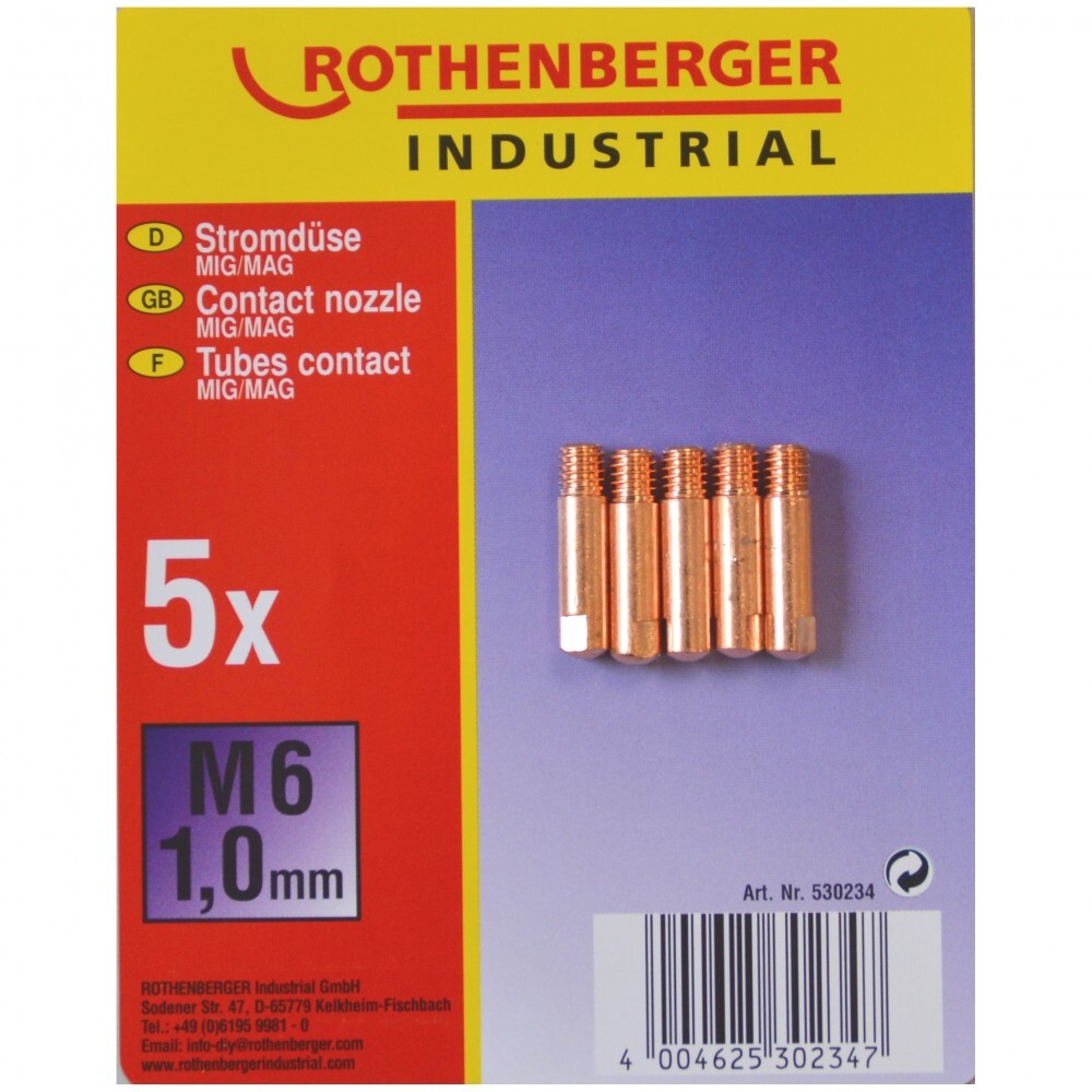 Rothenberger Stromdüse 5 Stück M6 1,0 mm Schweißgerät image number 1