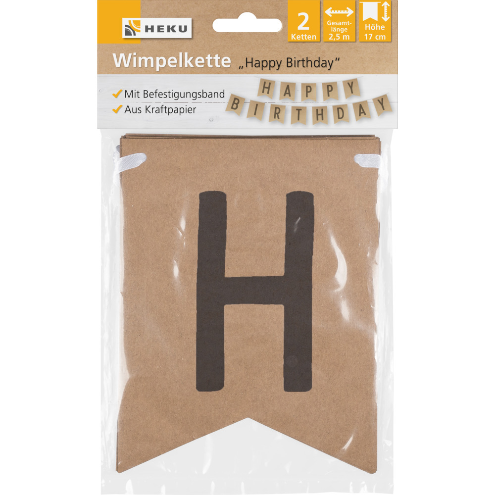 Wimpelkette Happy Birthday Kraftpapier 2,5 m 2 St&uuml;ck image number 3