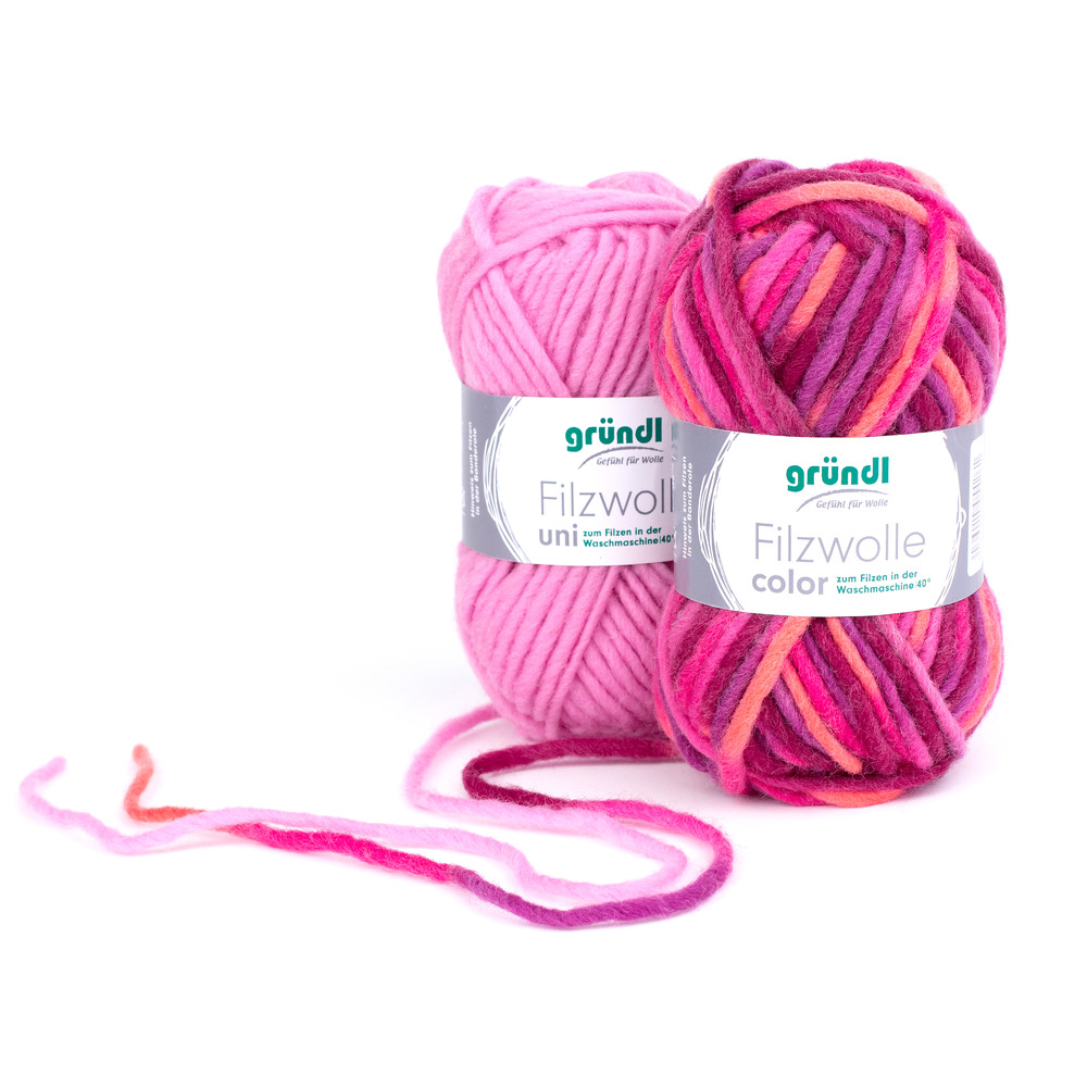 Filzwolle Color 50 g Orange-Fuchsia-Lila Multicolor
