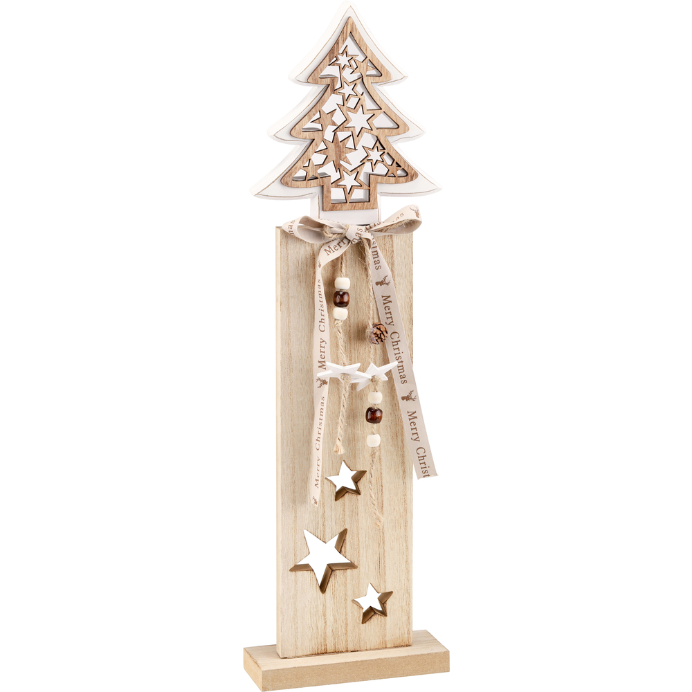 Deko-Holzs&auml;ule mit Tannenmotiv