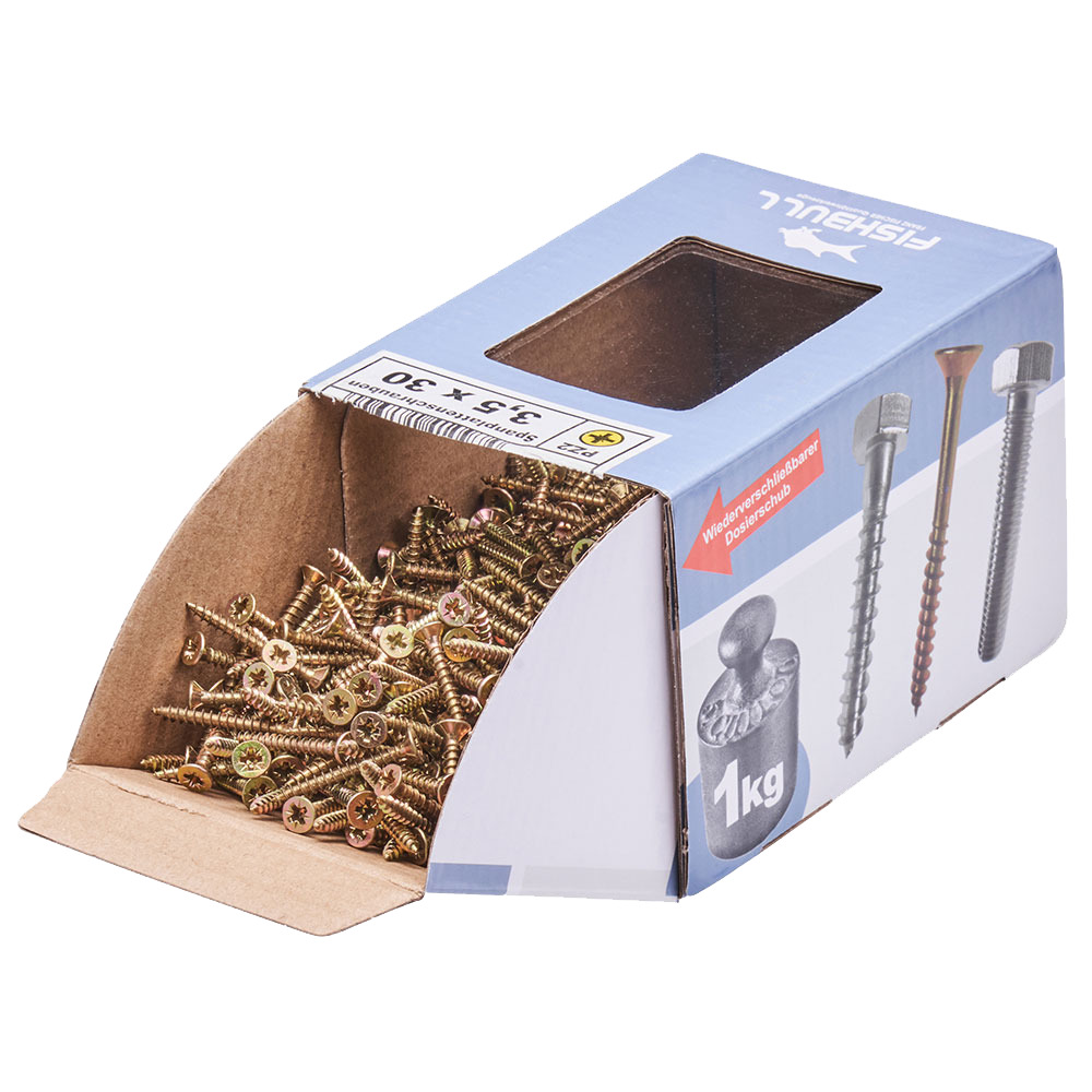 Spanplattenschraube 3,5x30 mm PZ 1kg FISHBULL-Pack Senkkopf Vollgewinde Kreuzschlitz image number 3