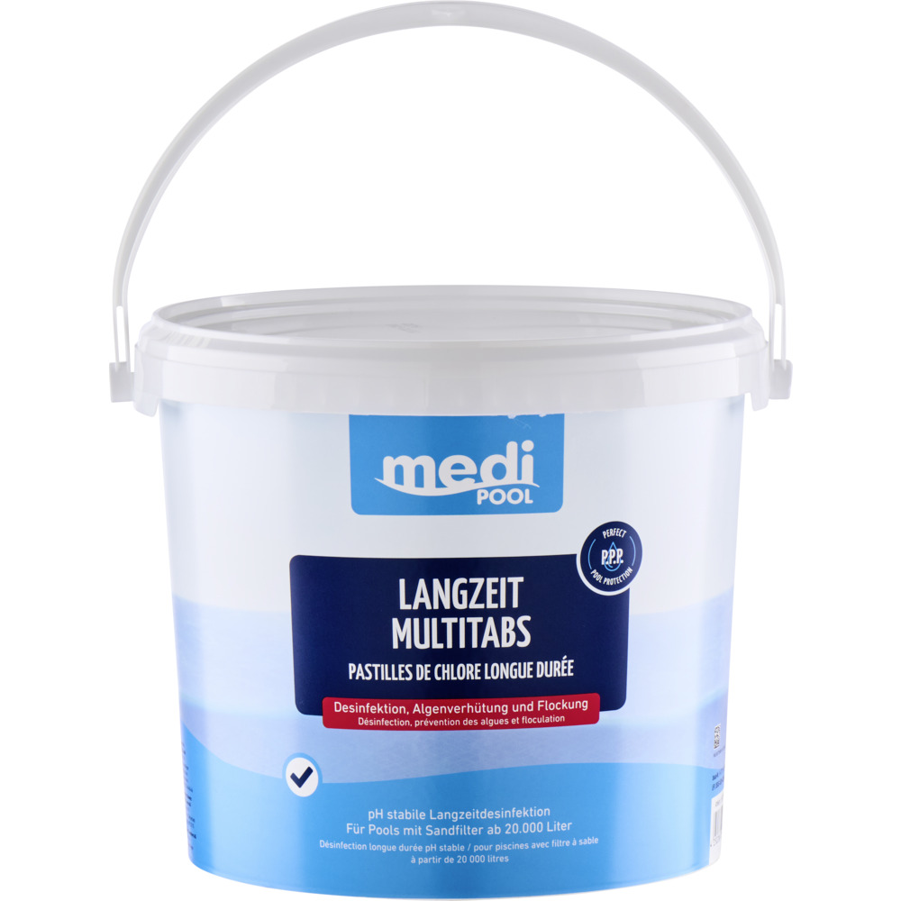 mediPool Langzeit Multi-Tabs 200g in 5kg Eimer zur Poolreinigung