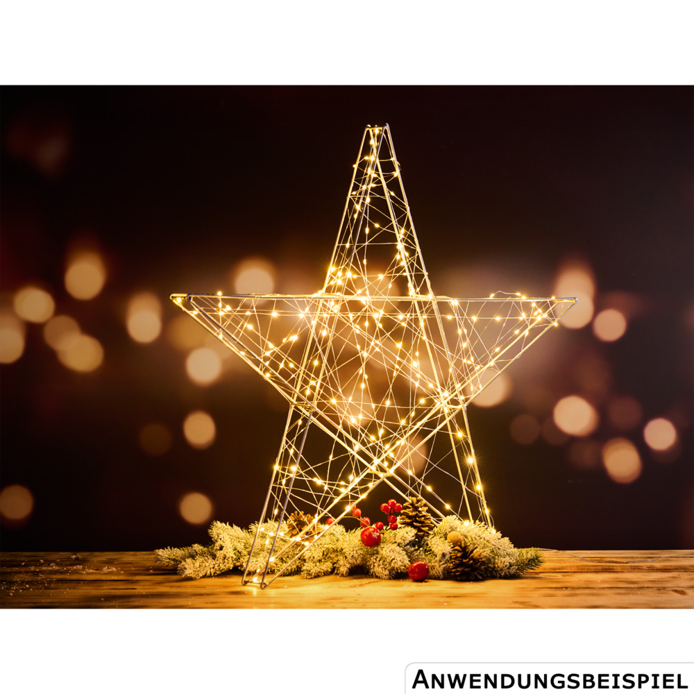 LED-Drahtstern 78 cm aus Metall/Kunststoff mit 240 warmweißen LEDs image number 1