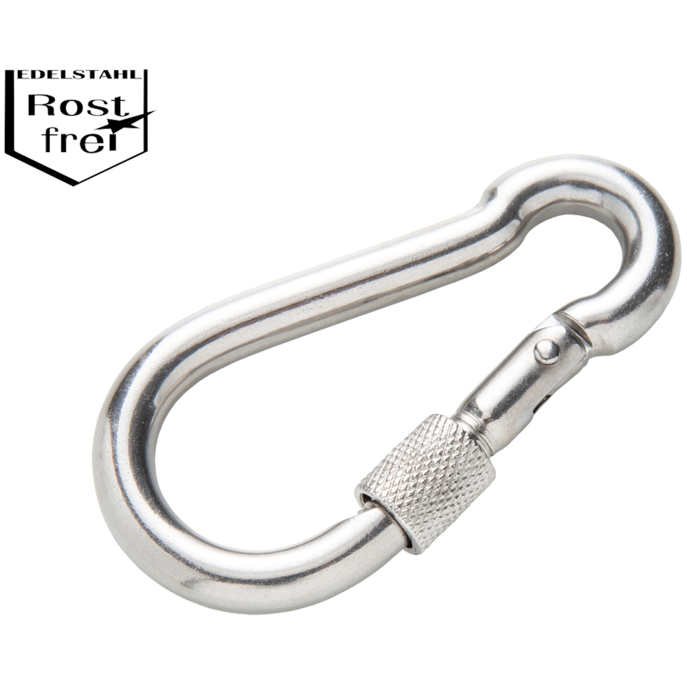 Schraubkarabiner 80 x 30 mm Edelstahl image number 0