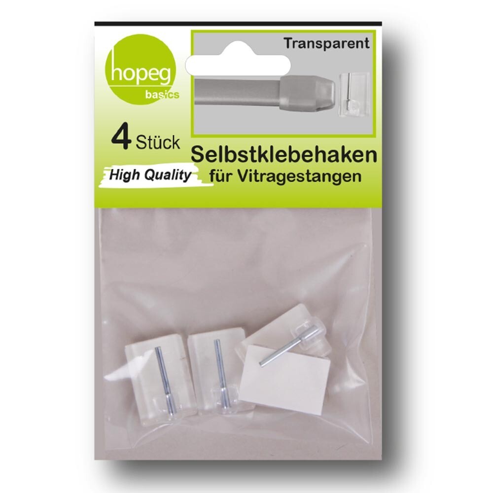 Selbstklebehaken für Vitragestange 4 Stück
