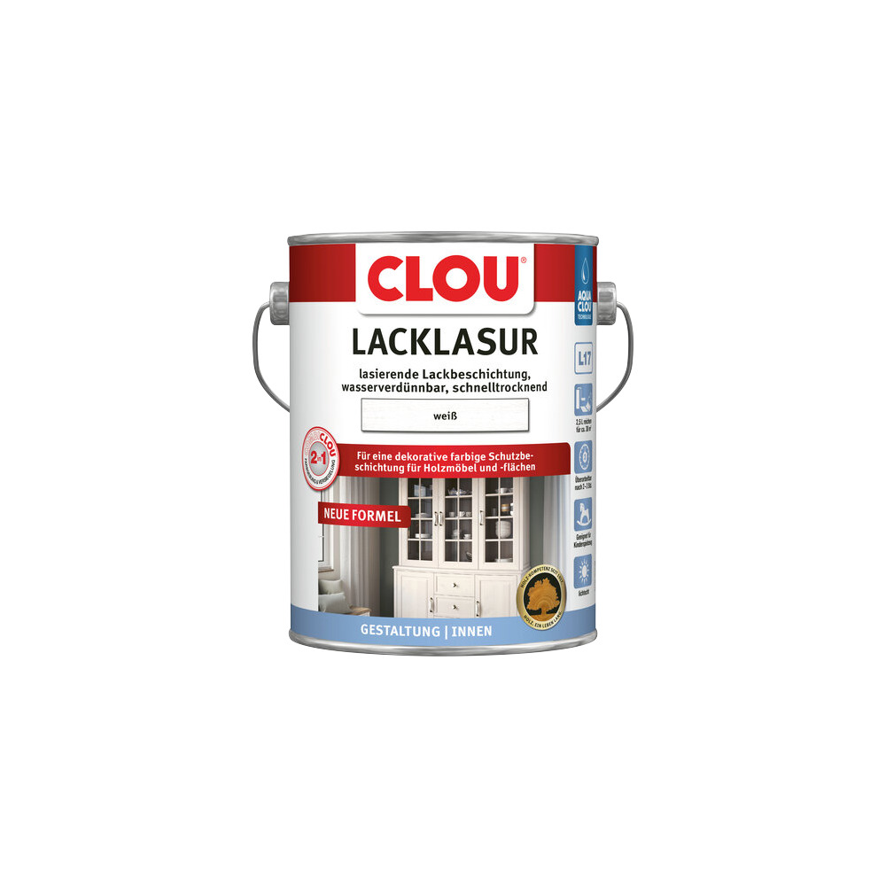 AQUA CLOU Lacklasur Nr. 16 weiß 2,5 l