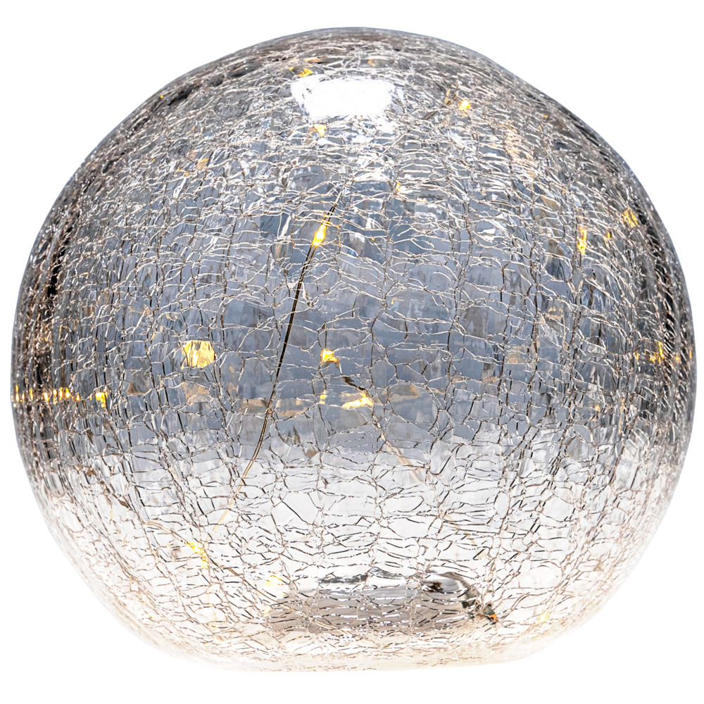 LED-Kugelleuchte Ø 18 cm aus Crashglas mit 14 LEDs