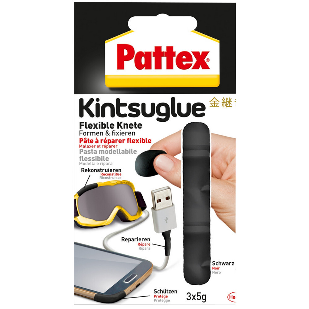 Pattex® "Kintsuglue" flexible Knete 3 x 5 g schwarz