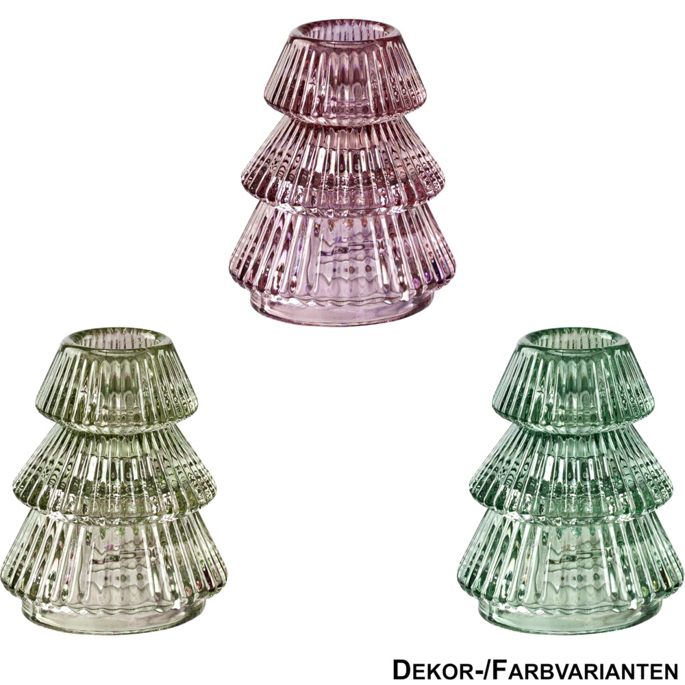 Kerzenhalter für Spitzkerzen aus Glas, 3-fach sortiert