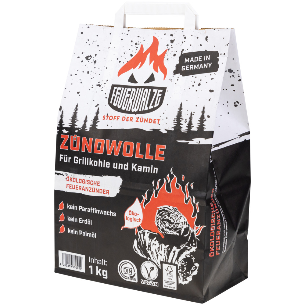 Anzündwolle Öko 1 kg in der Papiertüte