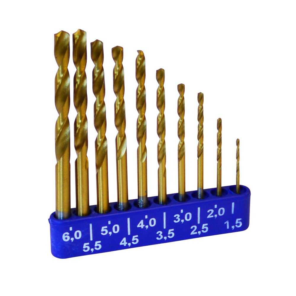 GERMANIA® HSS Bohrer Set 10tlg. Spiralbohrer DIN338 Titan Stahlbohrer Bohrersatz