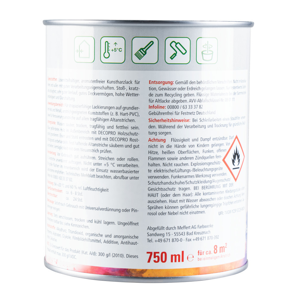 DECOPRO Seidenglanzlack feuerrot RAL 3000 für innen und außen image number 1
