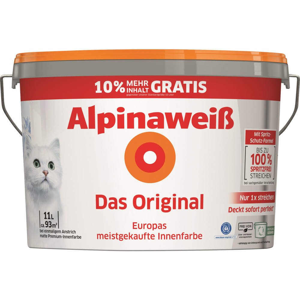 Alpinaweiß Wandfarbe 10 Liter + 1 Liter gratis image number 0