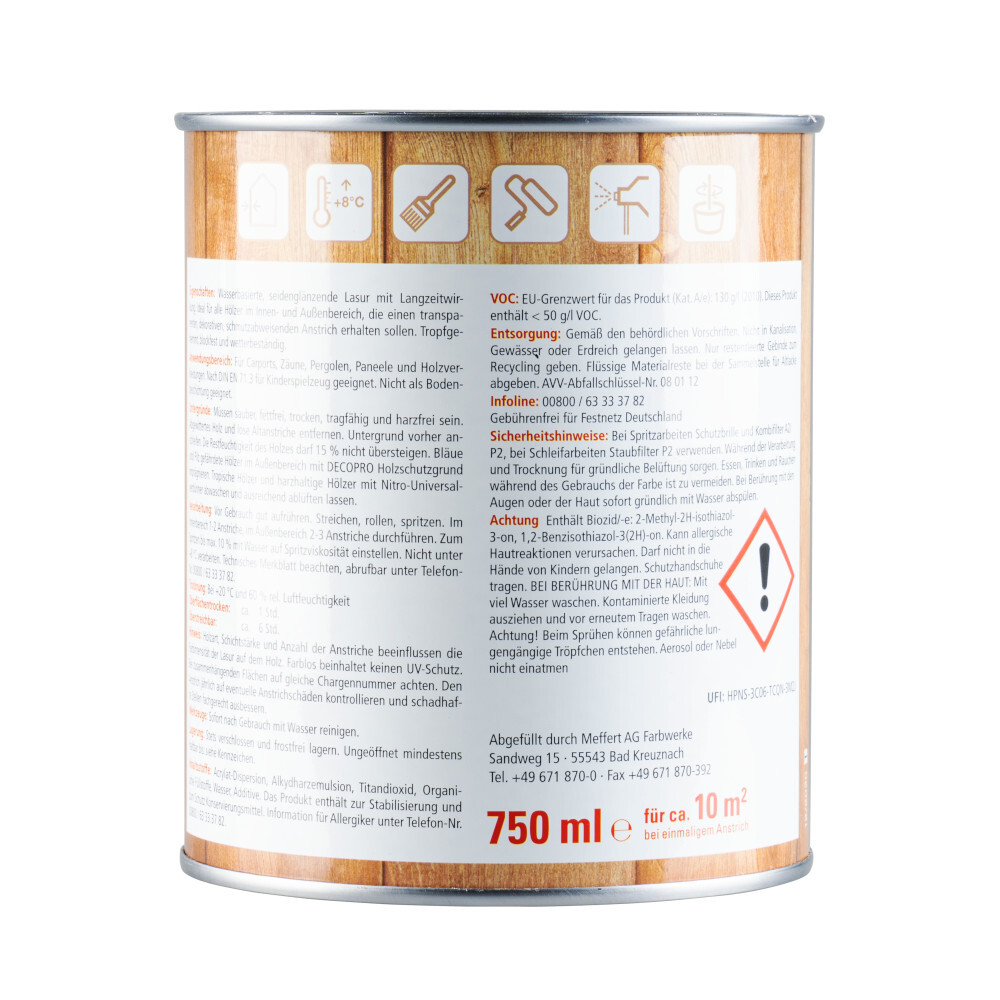 DECOPRO Universal-Lasur 750 ml weiß image number 1