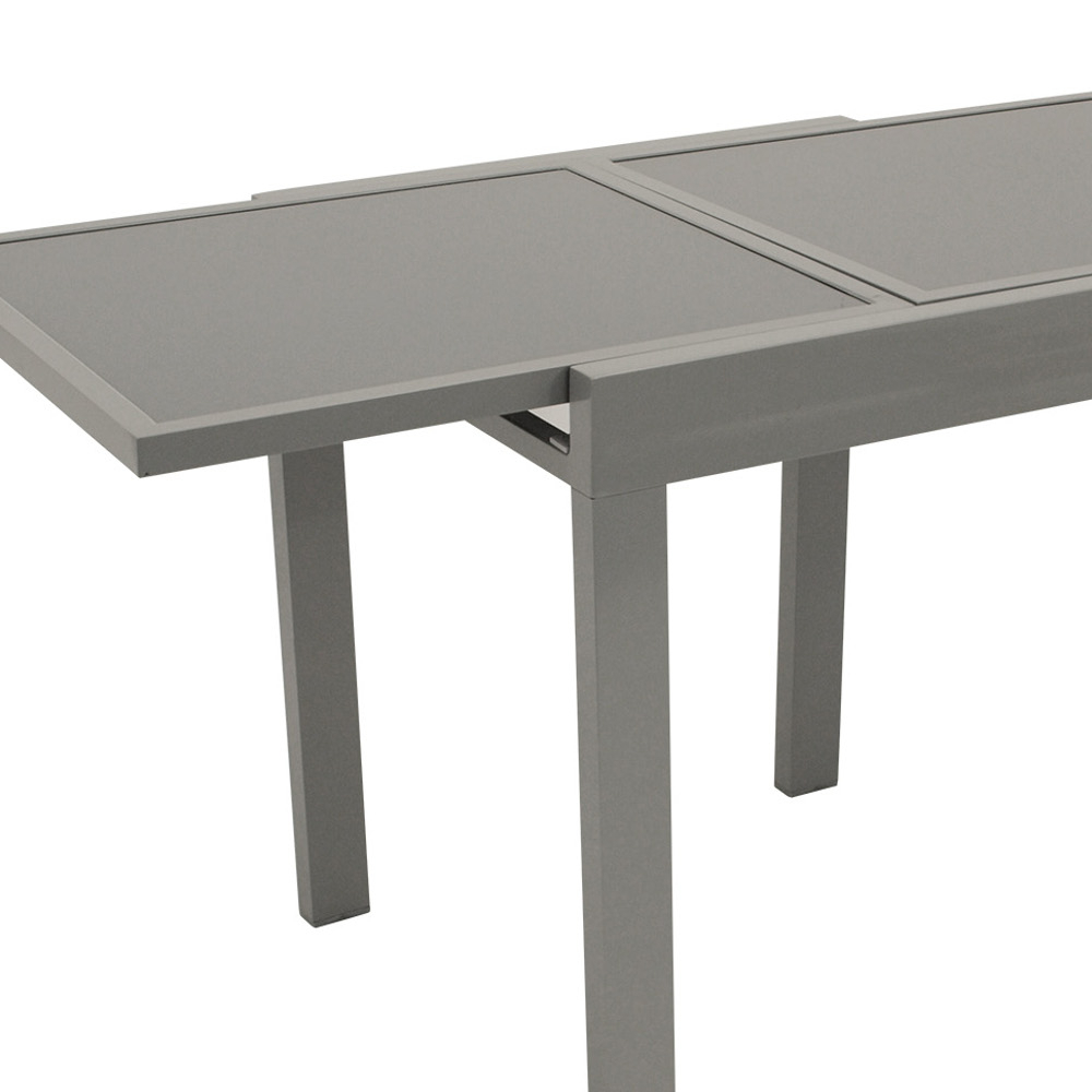 Gartentisch ausziehbar, 65/130 x 65 x 74 cm, Aluminium, Glasplatte, Grau image number 1