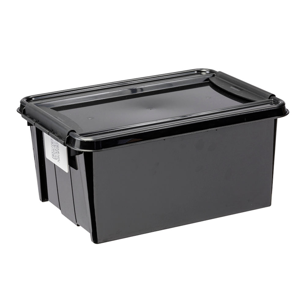 Aufbewahrungsbox 14 Liter mit Deckel und QR-Code Etikett, farbig sortiert image number 1