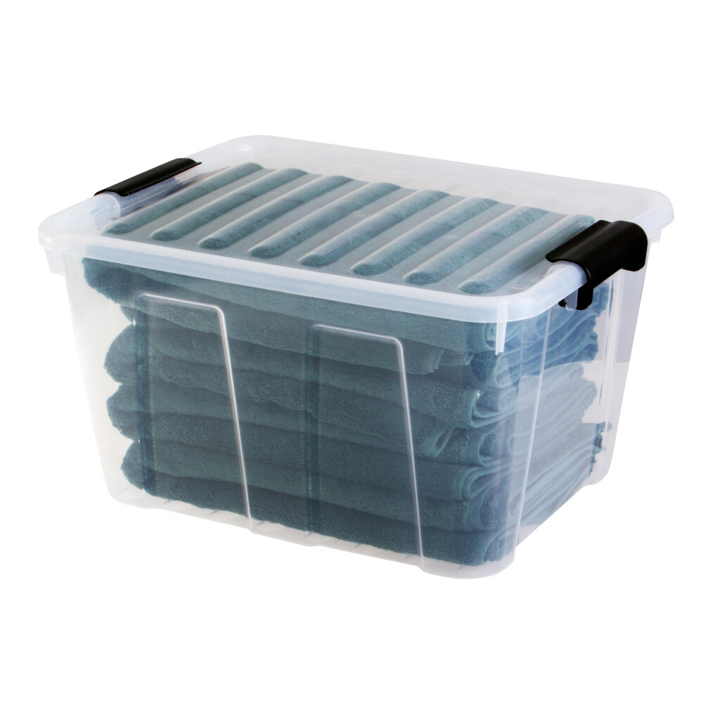 Aufbewahrungsbox 30 Liter mit Deckel, Grau-Transluzent image number 16