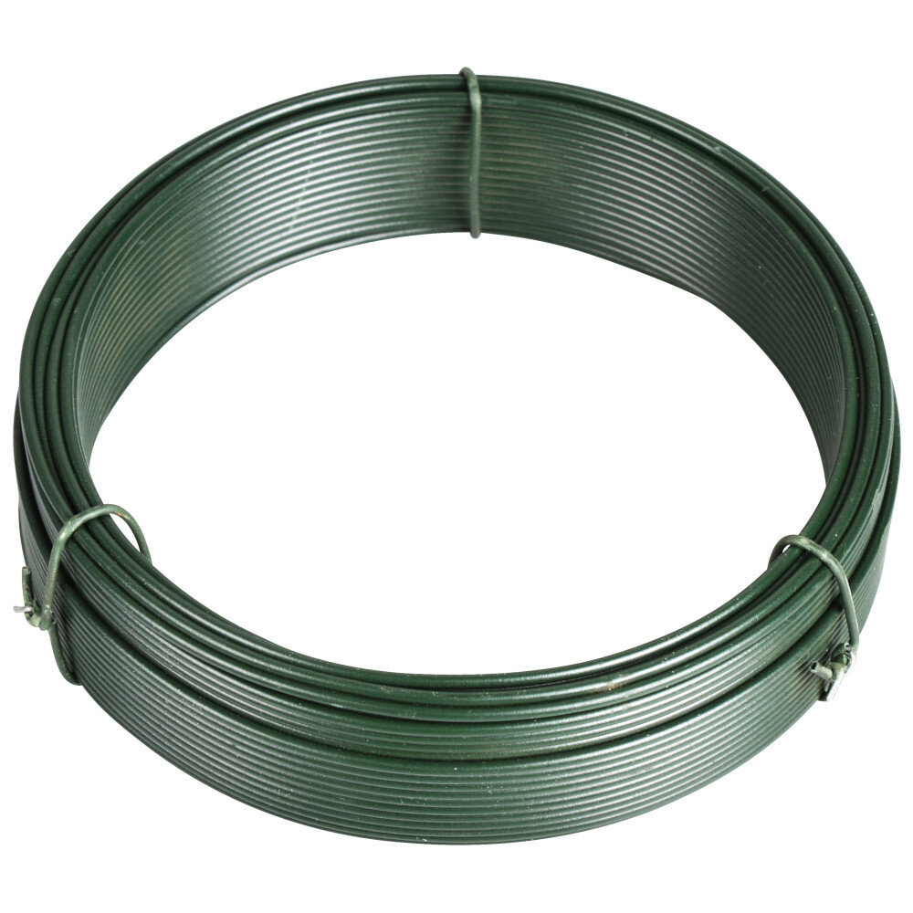 Bindedraht 25 m x 2 mm aus Stahldraht mit grüner Kunststoffummantelung