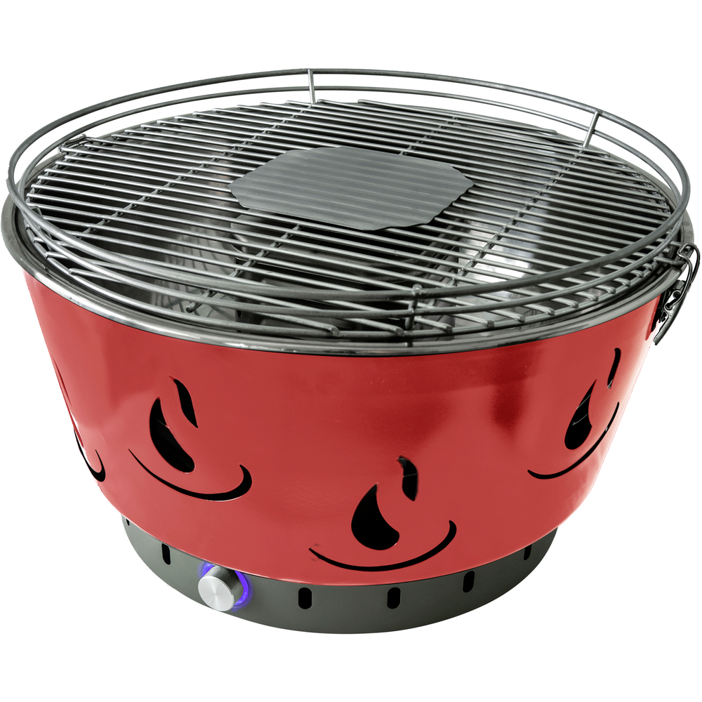 Holzkohle-Tischgrill mit Aktivbel&uuml;ftung &Oslash; 42 cm, rot