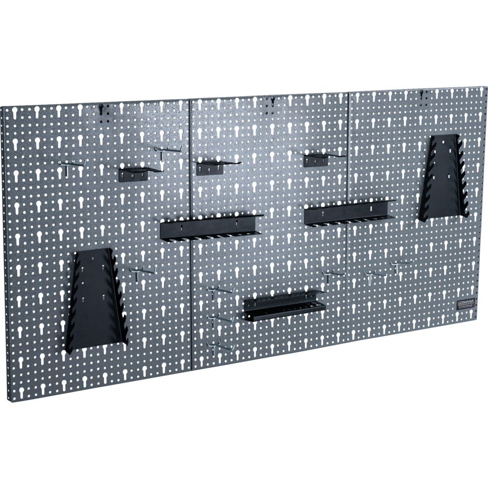 GERMANIA® Lochwand 3-teilig mit Hakensortiment aus Stahlblech